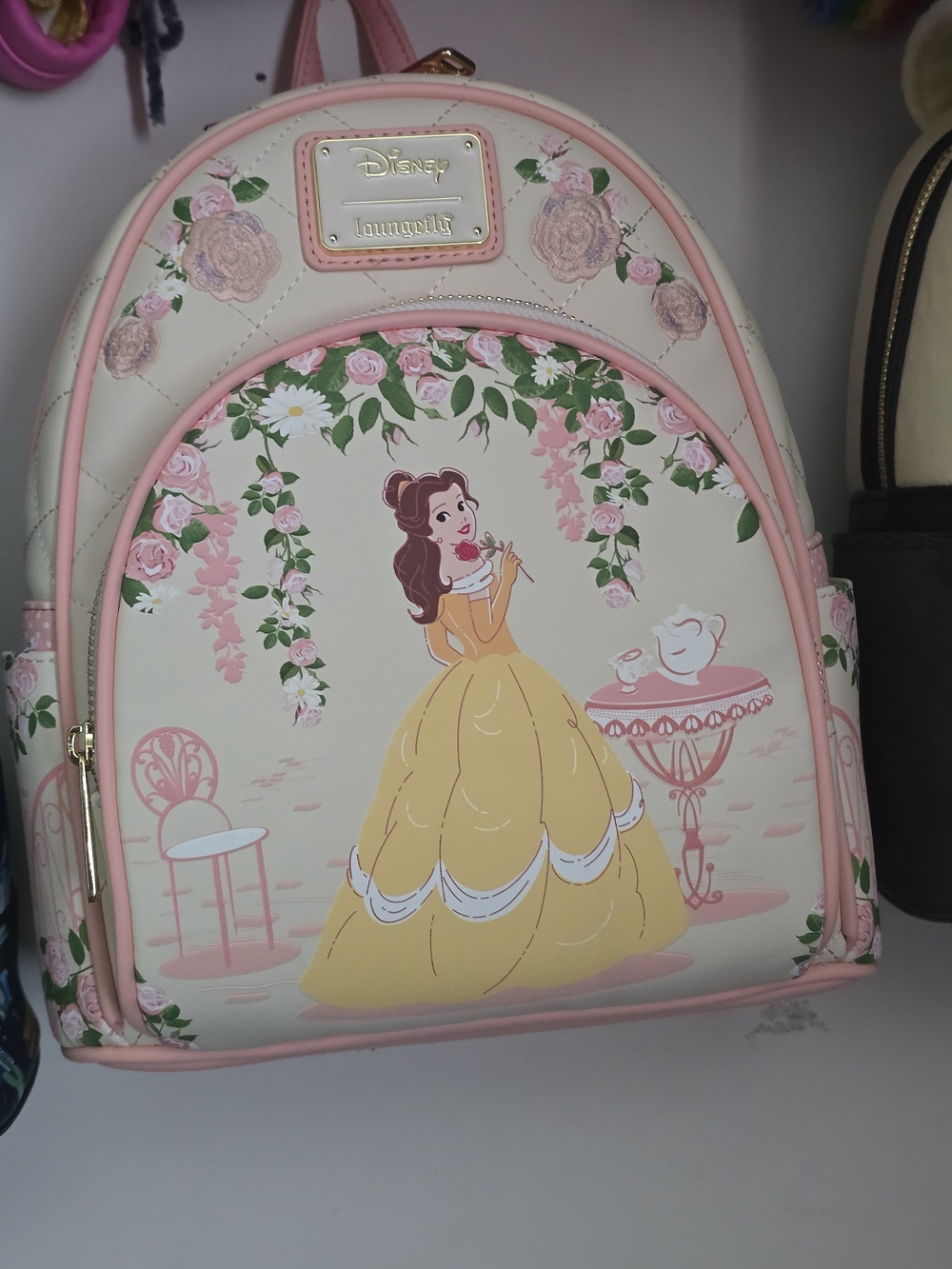 Loungefly Disney Belle Floral Mini Backpack - Pink, Cream, Yellow